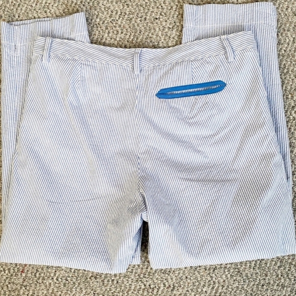 Lilly Pulitzer Mitzie Seersucker Ankle Pants Blue & White | Size 12 Preppy - Picture 4 of 5